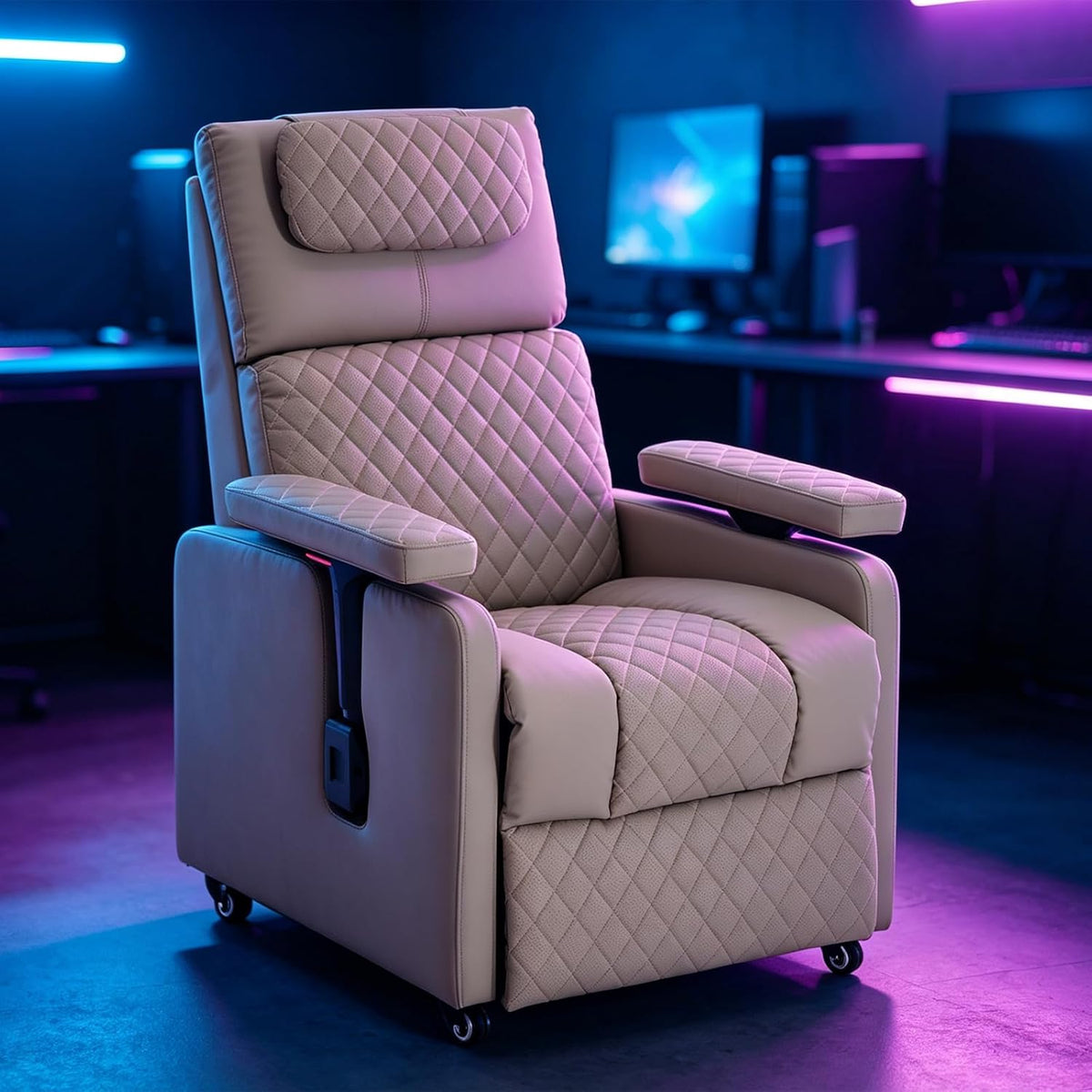 Reclining Gaming Chair, Adjustable Armrest & Footrest, 300LBS