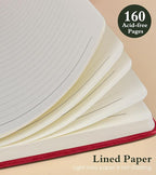 PAIBAS Lined Journal Notebook for Women Men, 160 Pages, A5 Hardcover Vintage - Image 4