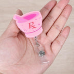 Funny Pink RX Nurse Badge Reel, Cute Pharmacy Tech Mortar and Pestle - Image 4