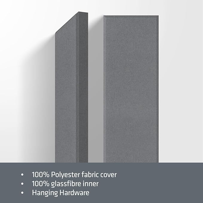 2” Thick Acoustic Panels with Hanging Brackets to the Wall, Light Grey - Image 6
