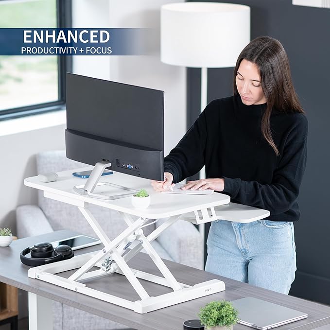 VIVO 28 inch Desk Converter, K Series, Height Adjustable Sit to Stand Riser - Image 4