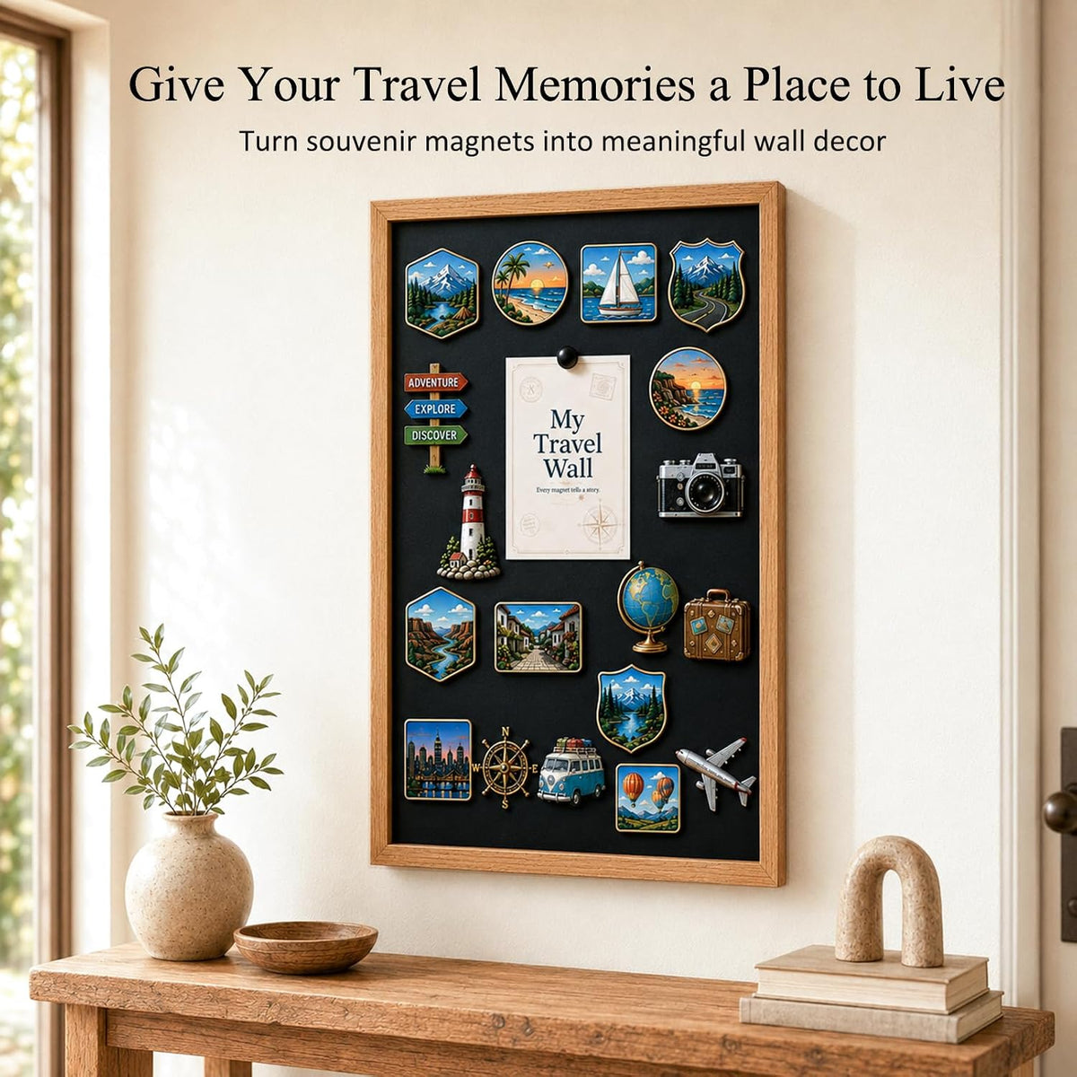 Framed Travel Magnet Board: Turn 30 Magnets Into 1 Memory Wall