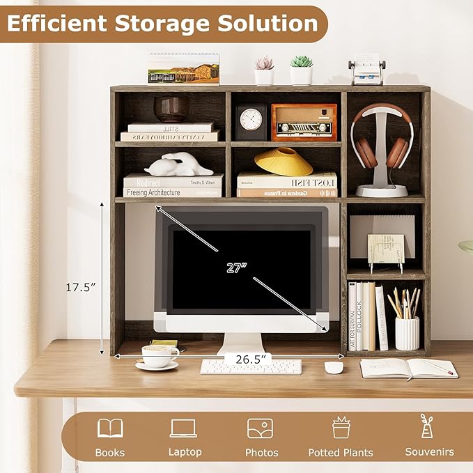 Tangkula Desktop Bookshelf, 3-Tier Desk Display Rack Organizer - Image 6