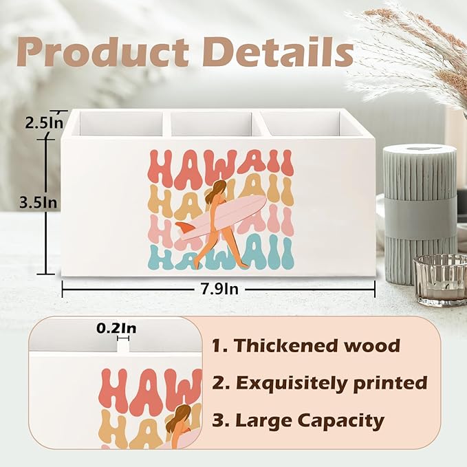 URLLUAE Hawaii Aloha Surf Girl Beach Wooden Pen Pencil Holder - Image 6
