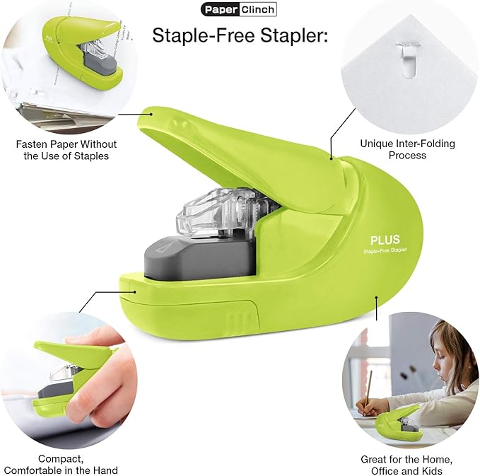 Plus Paper Clinch Compact Staple-Free Stapler - Image 2