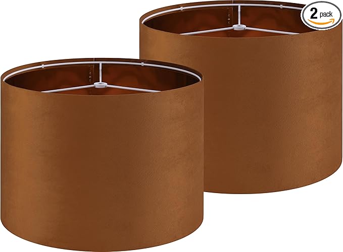 GO&SO Large Lampshades Replacement, Burnt Orange Velvet Drum Lamp Shades Set of by GOSO
