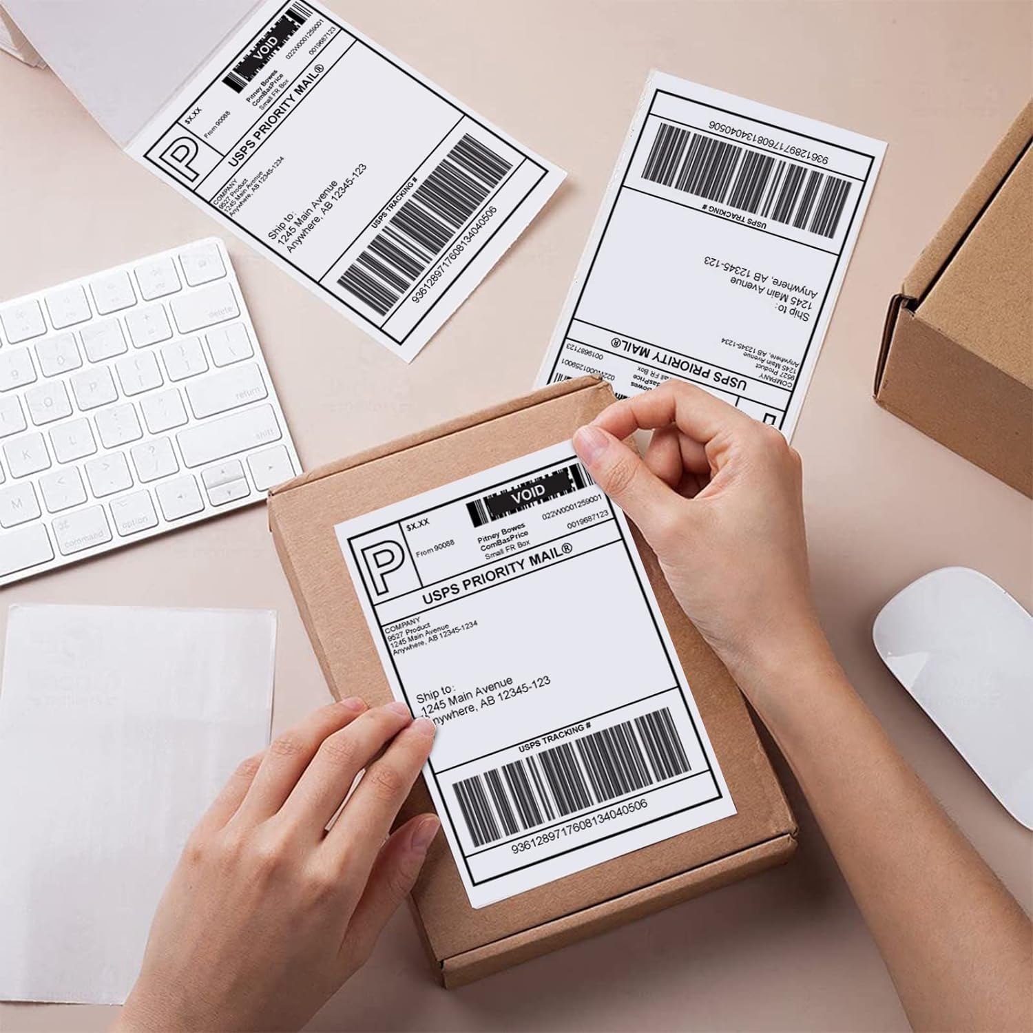 9527 Product Fanfold 4 x 6 Direct Thermal Labels White Perforated Shipping Labels, 500pcs per Stack,1 Stack