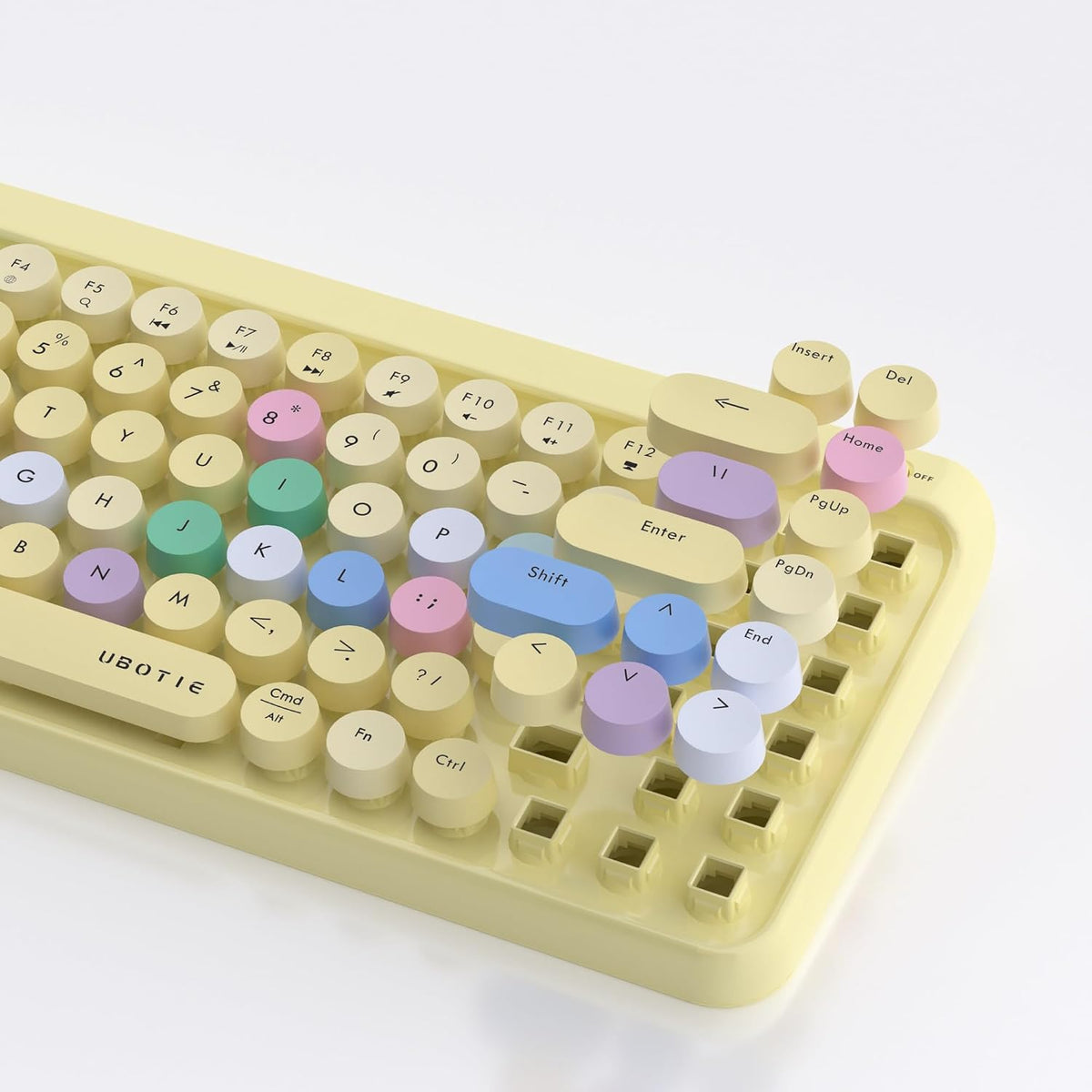 UBOTIE Portable Bluetooth Colorful Keyboards (Yellow-Colorful)