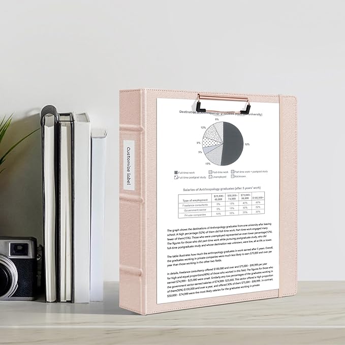 Ospelelf 3 Ring Binder with Clipboard 2 Inch Leather Binder - Image 2