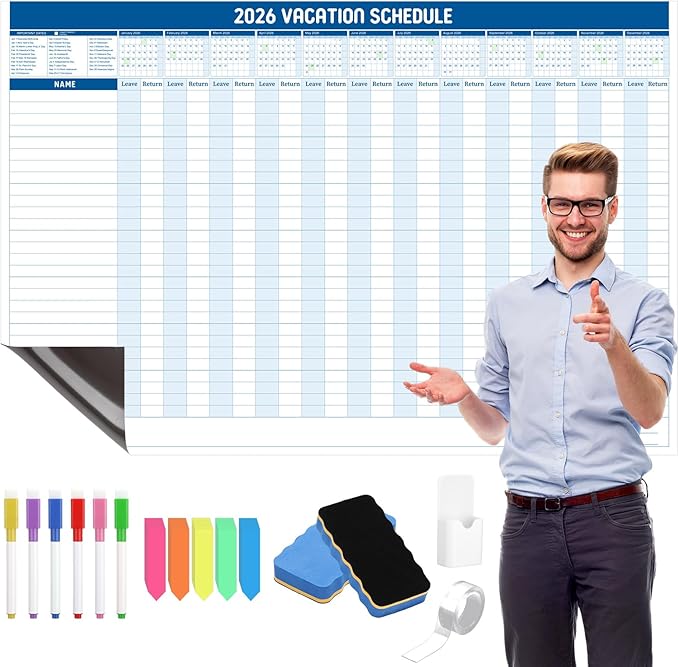 Lincia Large Magnetic 2026 Full Yearly Vacation Board Schedule Dry Erase Wall - Image 8