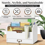 Flexzion 3 Tier Wooden Desk Organizer - Image 3
