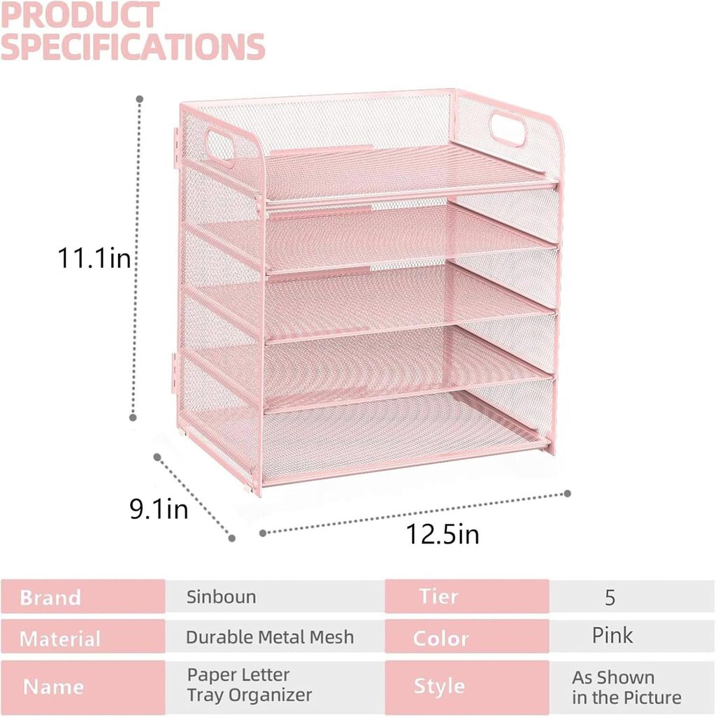 sinboun letter tray paper organizer 5-tier desk organizer shown in use