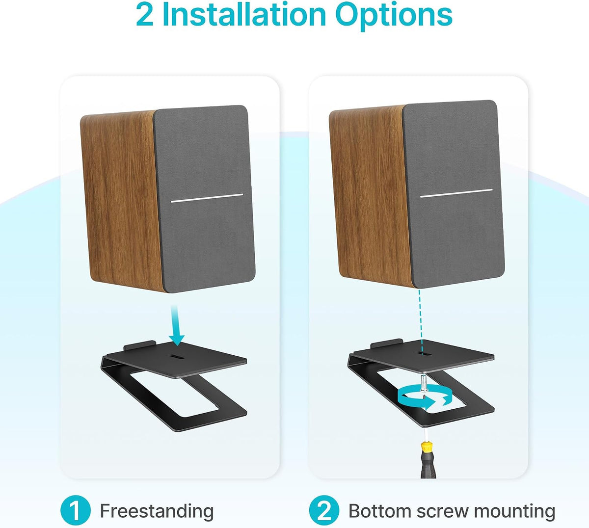 Desk Speaker Stands for Most Bookshelf Speakers, 22 lbs Capacity, 1 Pair