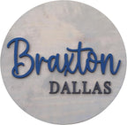 Custom Round Nusery Name Sign, Personalized 3D Baby Name Announcement Sign by Obsidian+Home+Creations