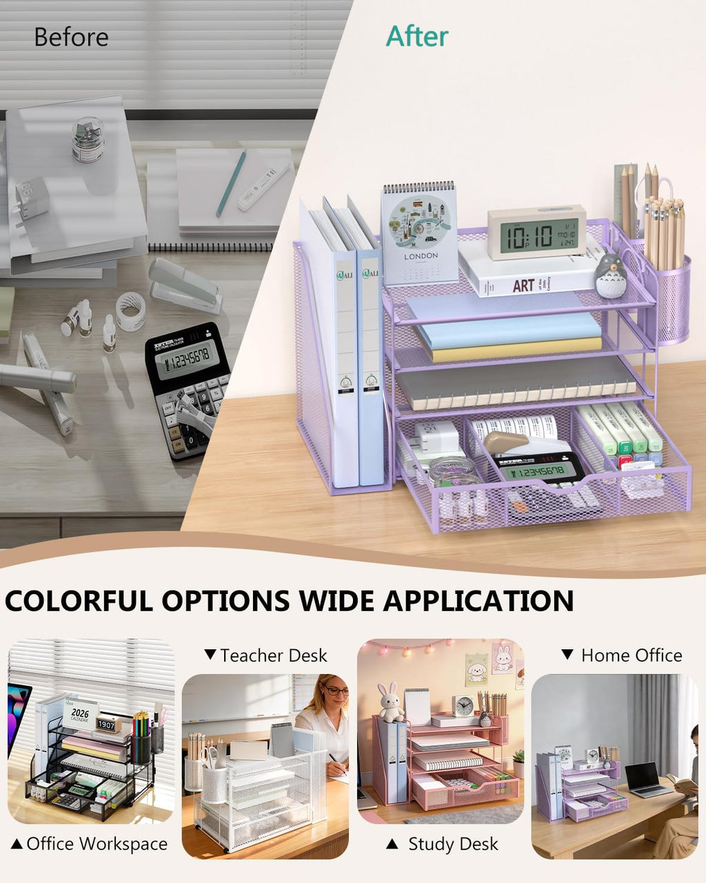 wali desk file organizer, 4 tier desktop paper, package contents
