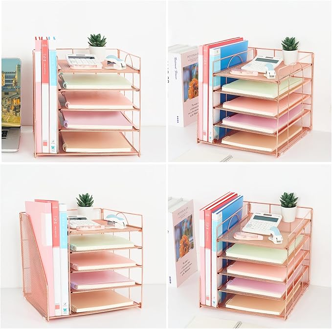 LEKETREE Desk Organizers and Accessories, 5-Tier Paper Letter Tray Organizer - Image 5