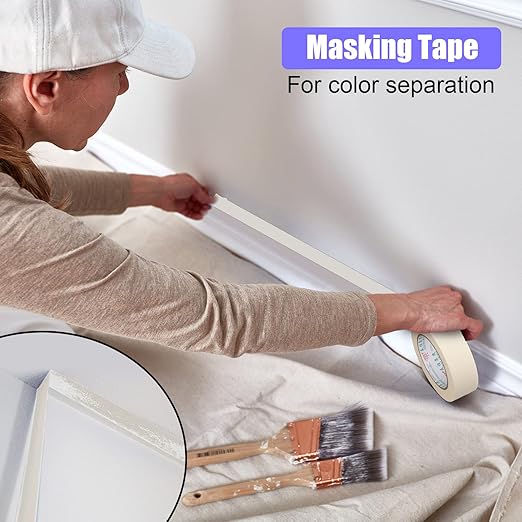 Fainne 18 Rolls Masking Tape Bulk 1.41 Inch Beige Wide Thin White Color - Image 6