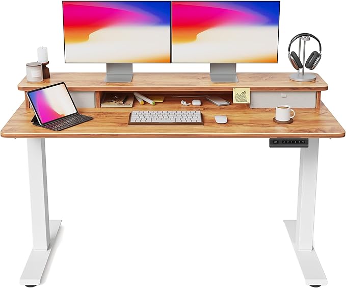 FEZIBO 63 x 28 Inch Deeper Height Adjustable Electric Standing Desk by FEZIBO