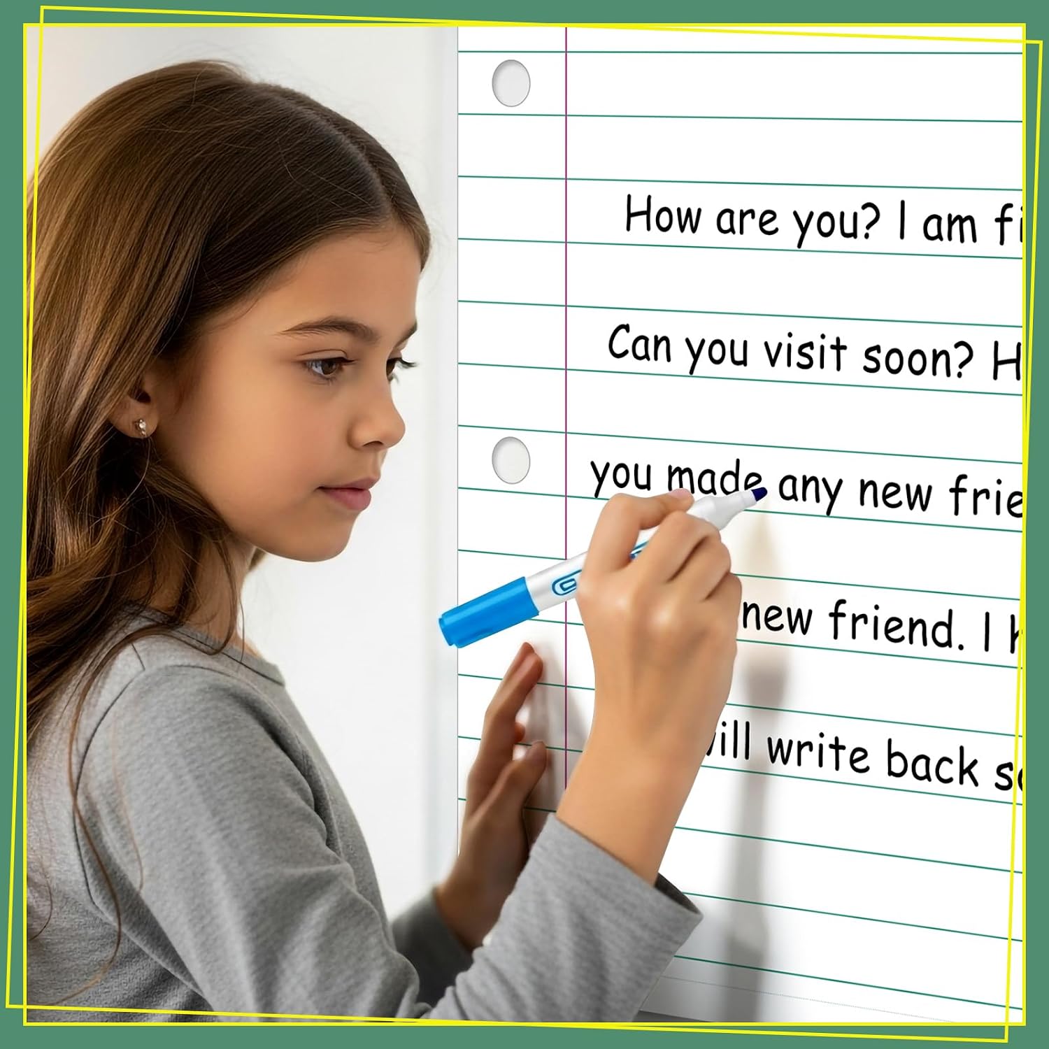 Chinco 4 Pcs 21.5 x 16" Giant Magnetic Lined Paper for Whiteboard Magnetic Dry Erase Notebook Paper for Classroom Elementary Must Have Erasable Writable Handwriting Homeschool Teaching Supplies