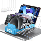 320W Charging Station for Multiple Devices, Zobirez 10-Port USB C Fast Charger by Zobirez