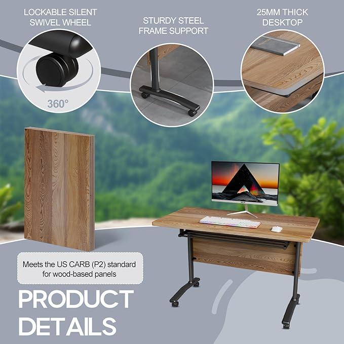 Folding Conference Table 4ft 5ft, Foldable Office Meeting Desk - Image 5