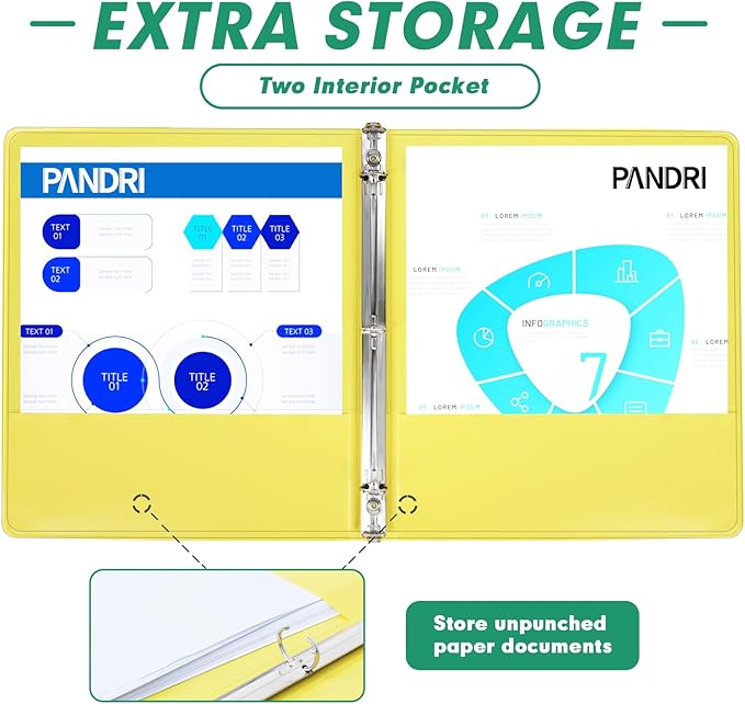 3 Ring Binder 0.5 Inch, PANDRI 6 Pack 1/2-Inch Binder Fits Letter Size 8.5'' x - Image 4