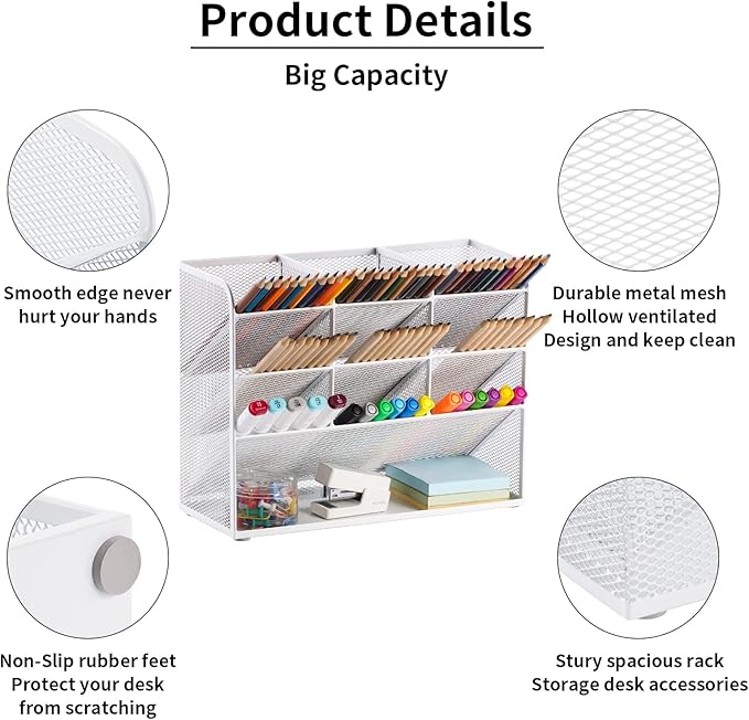 Marbrasse Mesh Desk Organizer, Pen Organizer - Image 2