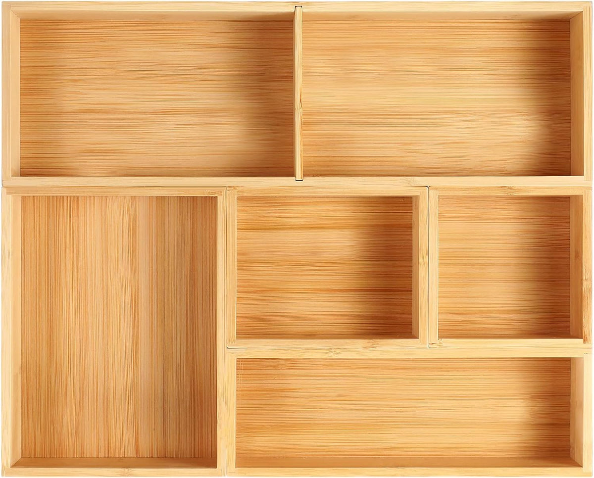Fabsome Bathroom Drawer Organizer, Bamboo Box Bin for Junk Vanity Desk Makeup...