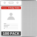 Turxayox 100 Pcs Clear ID Badge Holder, Vertical Plastic Name Tag Protector by Turxayox