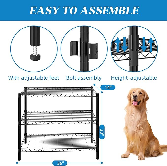 Guan River 3-Shelf Adjustable Metal Shelf Wire Shelving Unit Storage Rack - Image 3