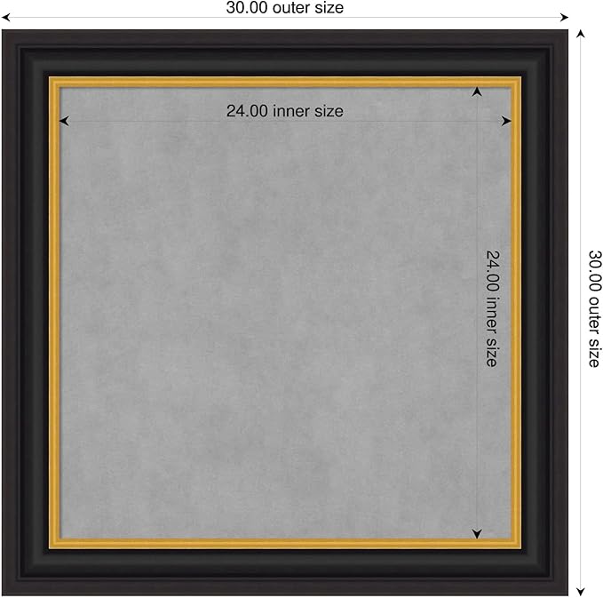 Amanti Art Black Framed Magnetic Board 30x30 Medium Vision Board - Image 2