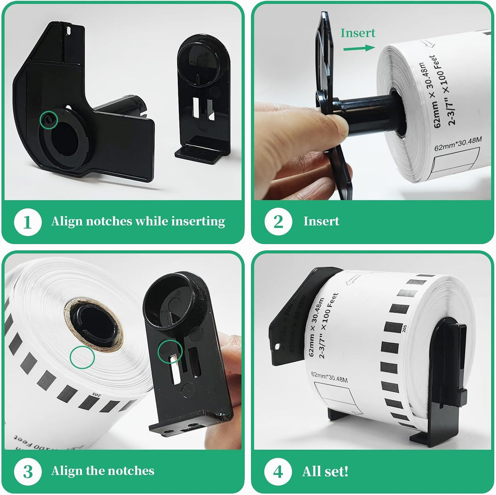 2.4 Inch x 100 Feet Continuous Thermal Labels, 12 Rolls | Replacement for Brother Dk-2205, Compatible with QL-Series Printers Listed Below, Includes One Reusable Frame