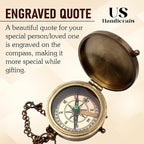 Be Strong and Courageous, Do Not Be Afraid Brass Engraved Compass - Image 2