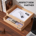 KIRIGEN Wood Desk Organizer Set of 2 Stackable Paper Tray Desktop Document - Image 5