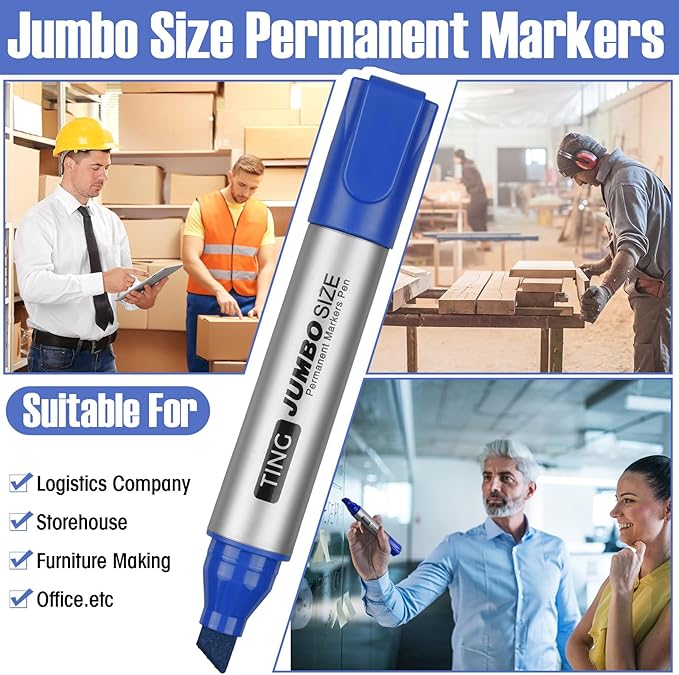 Fuutreo 32 Pcs Jumbo Permanent Markers Bulk Large Chisel Tip Permanent Markers - Image 6