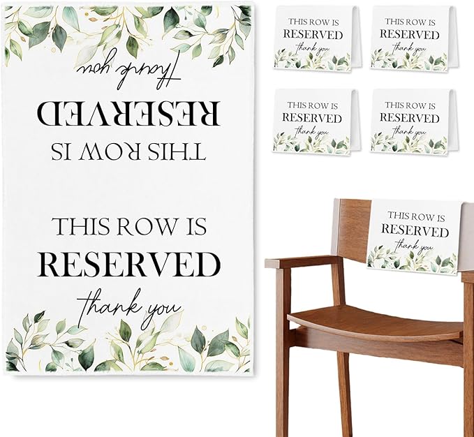 ChissNook Reserved Seating Chair Signs, This Row Is Reserved Pew Cloths Seating by Unknown