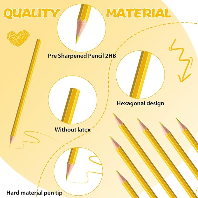 sqzrmdcg 36 PCS Yellow Colored Pencils, Pre-sharpened Professional Wooden Art - Image 3