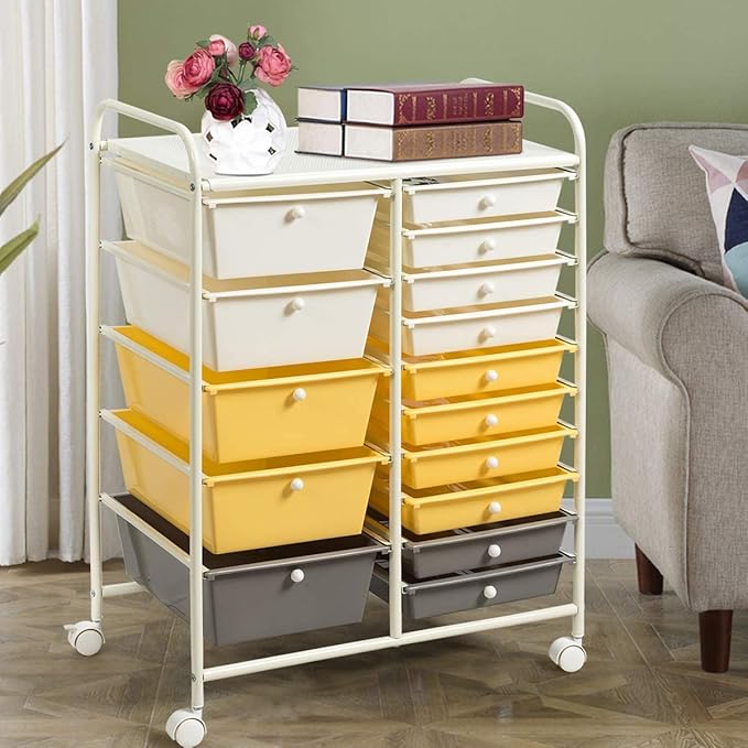 HAPPYGRILL 15-Drawer Rolling Cart, Storage Carts - Image 2