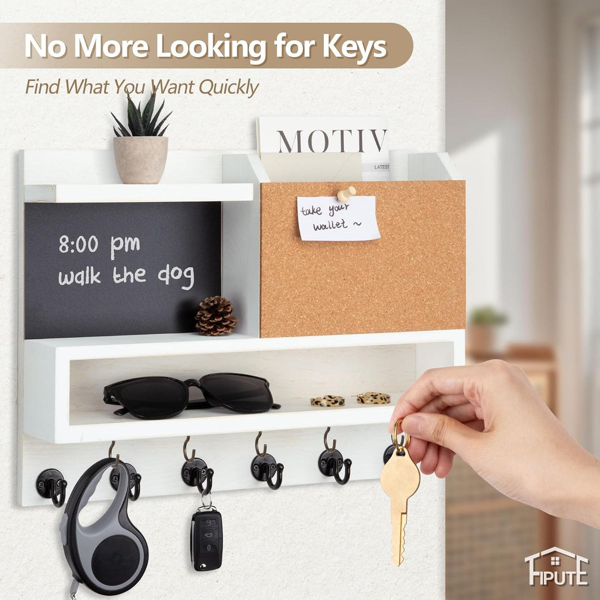 Key Holder for Wall Mount with Mail Organizer, Farmhouse Key Holder for Wall ...
