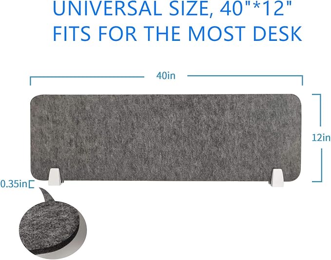 MYOYAY 40''x12'' Privacy Panel Clamp-on Acoustic Desk Divider Freestanding - Image 3