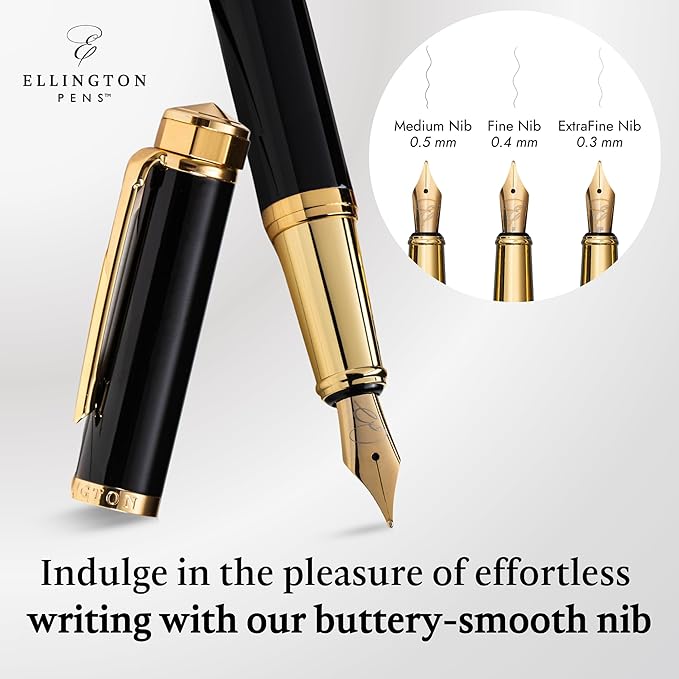 Ellington Pens Luxury Fountain Pen Set- Smooth Medium Nib- Includes 3 Ink - Image 5