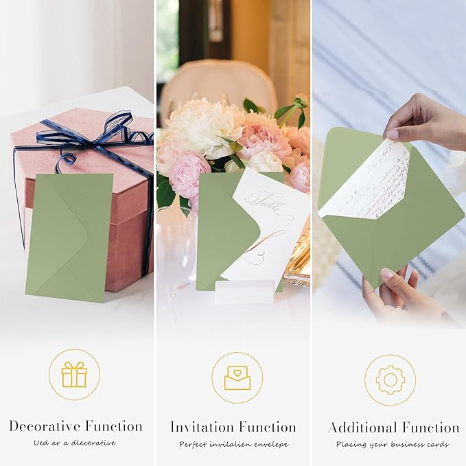 A7 Sage Green Envelopes 100 Pack, Goefun 5x7 V Flap Printable Envelopes - Image 4