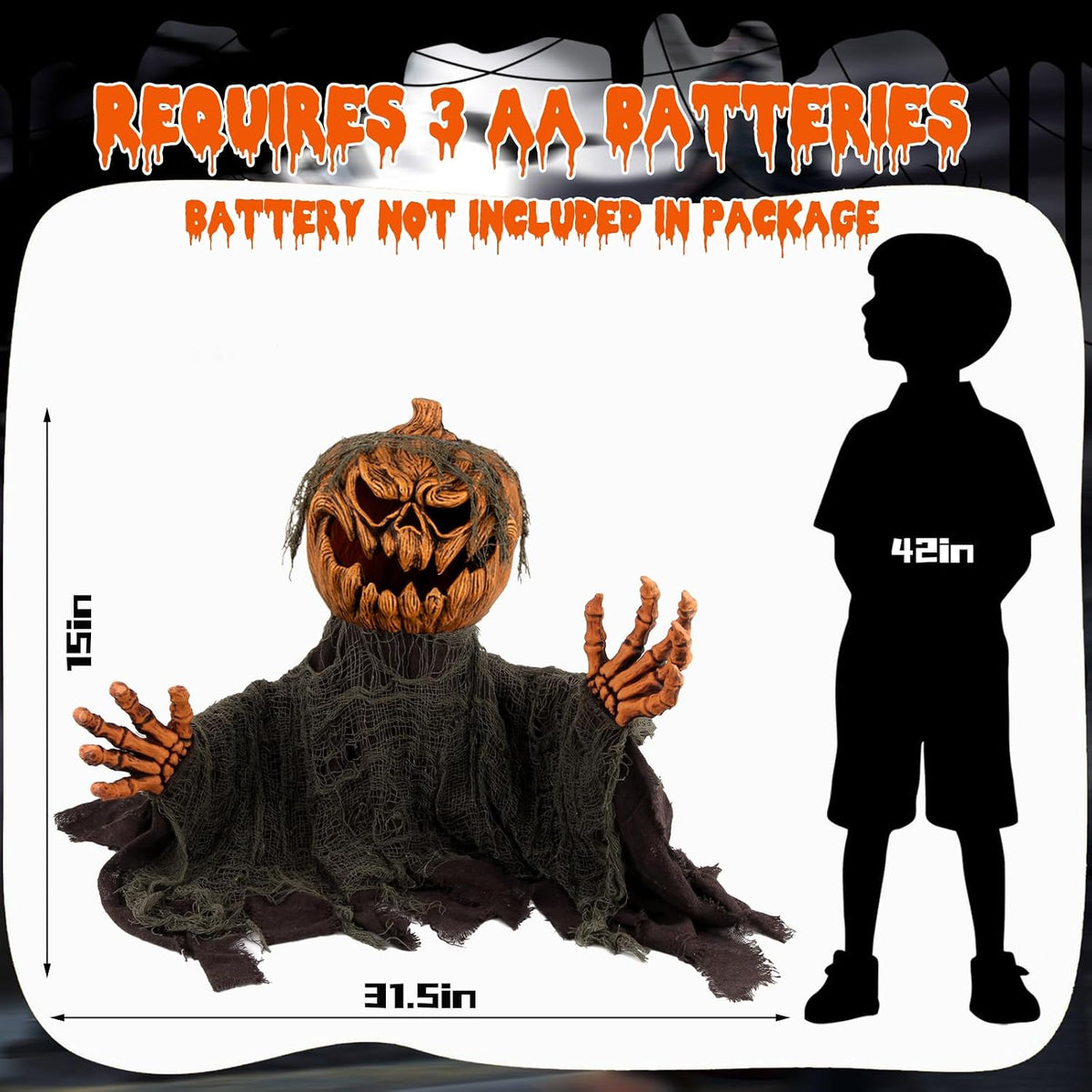 QEQEKAKA Halloween Animatronics Decorations Animated Pumpkin with Sound