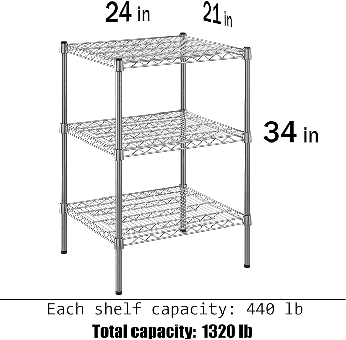 Regal Altair 21" Deep x 24" Wide x 34" Height Wire Shelving Kit | 3-Tier | NSF - Image 3