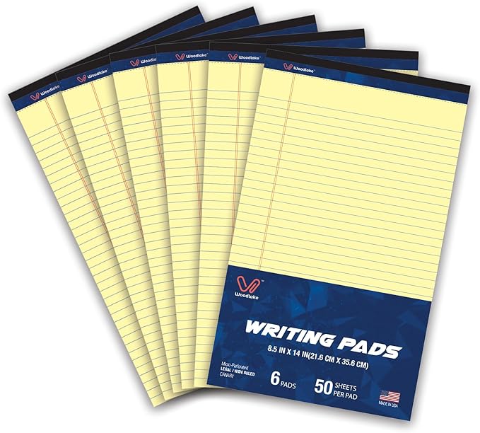 Woodlake Legal Pads 8.5 "x 14" – 6‑Pack, Wide Ruled, Premium Yellow Paper Pad by Unknown