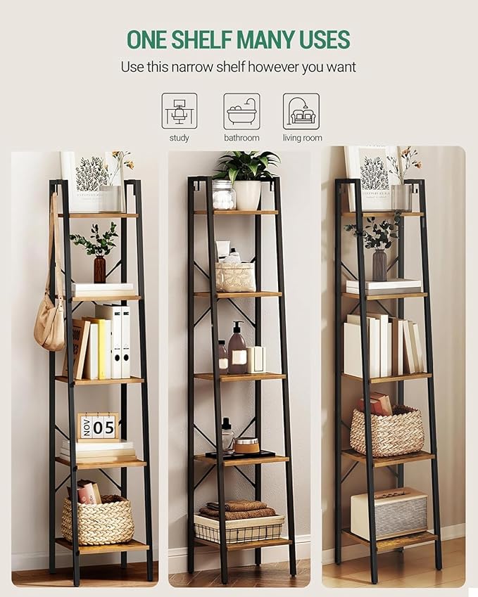 Hzuaneri Ladder Shelf, Bookshelf Bookcase, Freestanding Corner Storage Shelve - Image 4