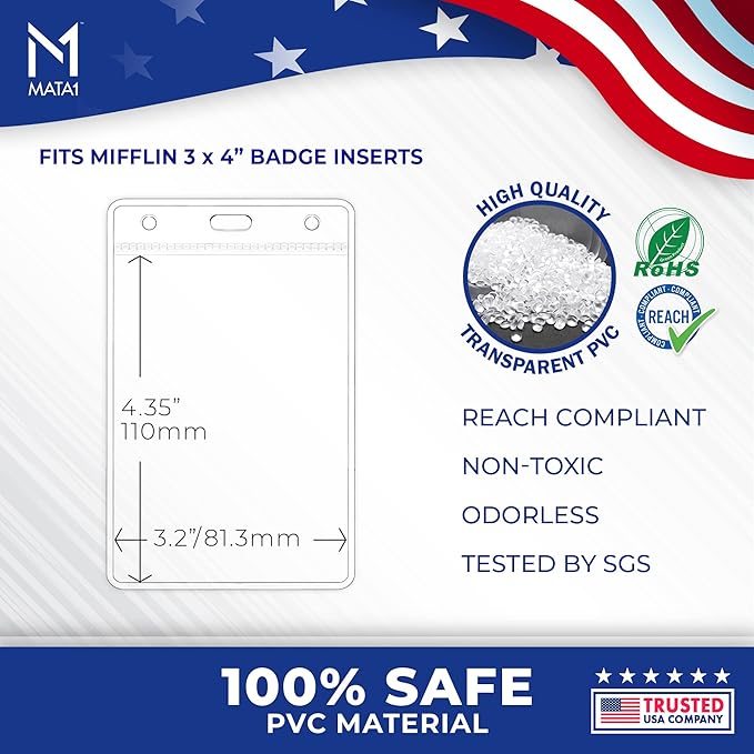 Mata1-USA Plastic Extra-Thick Vertical ID Card Holder, Large Size No Zipper - Image 4