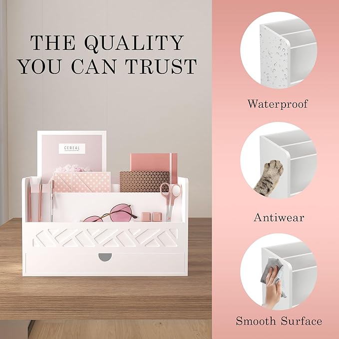 Wisuce Bamboo Mail Organizer Countertop Desktop - Image 2
