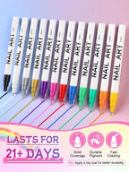 EBANKU 12 Color Nail Art Pens Set, 0.5 MM 3D Nail Polish Pens Acrylic Paint - Image 3