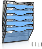Wall File Organizer, 6 Tier Hanging File Folder Mail Organizer, Vertical Mesh - Image 2